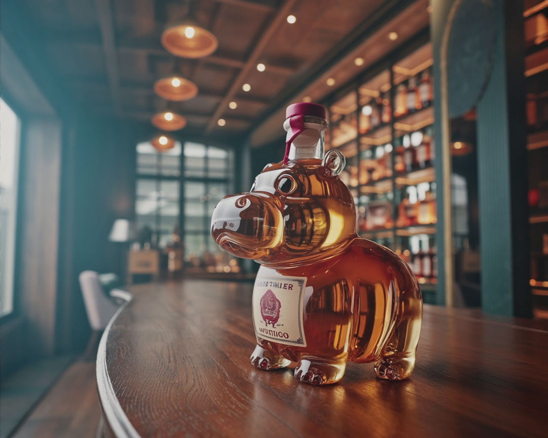 Veda Bremen Nilpferd Edition whisky bottle with elegant design, showcasing a luxurious and refined appearance.