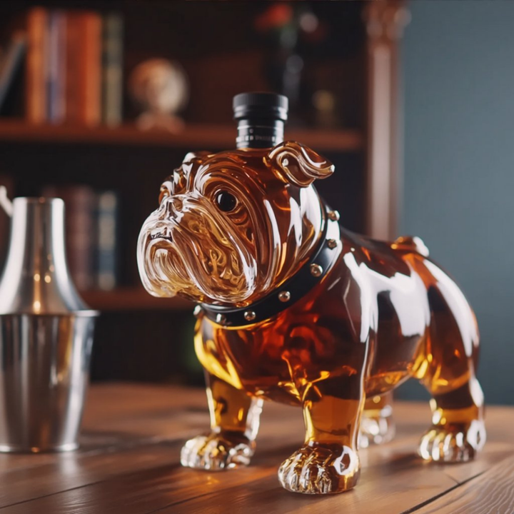 Veda Bremen Bulldoggen Edition whisky bottle featuring a decorative bulldog design on the label, elegant and collectible.