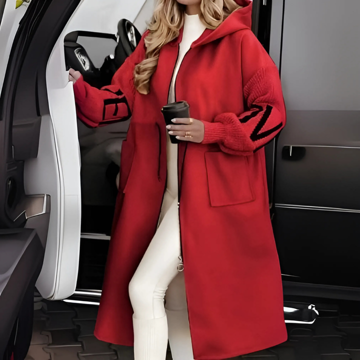LuroLondon Roma Elegant Hooded Coatigan jacket with a cozy hood and stylish design, perfect for layered winter wear.