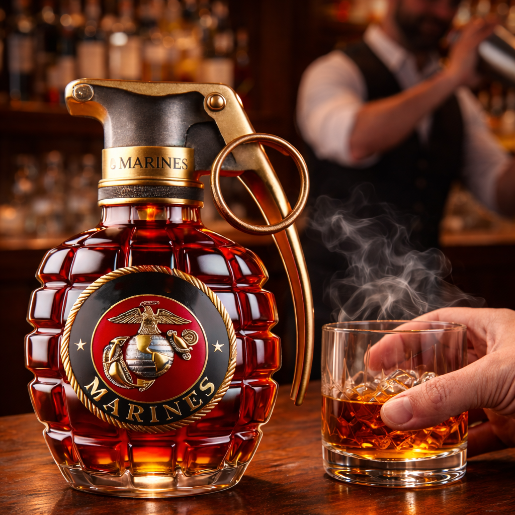 Veda Bremen Pomegranate Edition whisky bottle with vibrant pomegranate-themed label and elegant glass cap.
