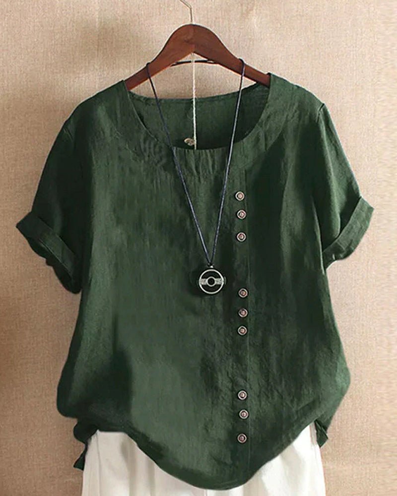 Veda Bremen Miranda summer T-shirt in light fabric with a casual fit, displayed on a hanger against a neutral background.