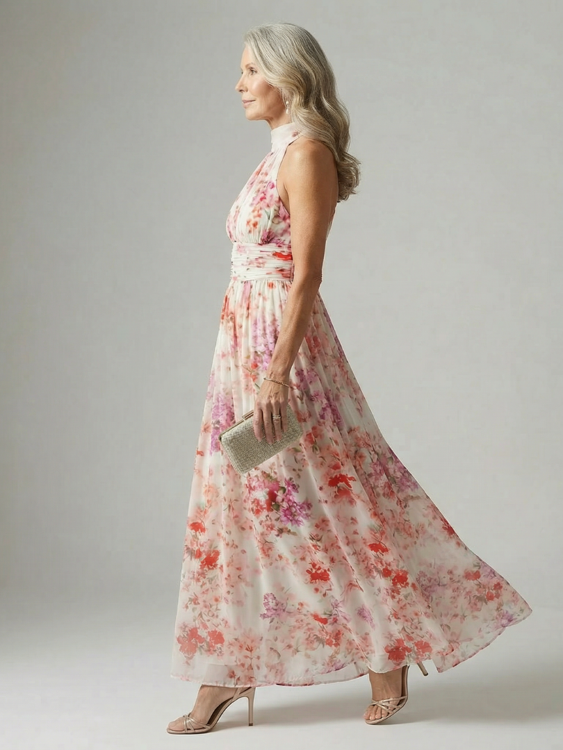 Veda Bremen Elyon flowing maxi dress in lightweight fabric with a relaxed fit and elegant design, shown in the product image.