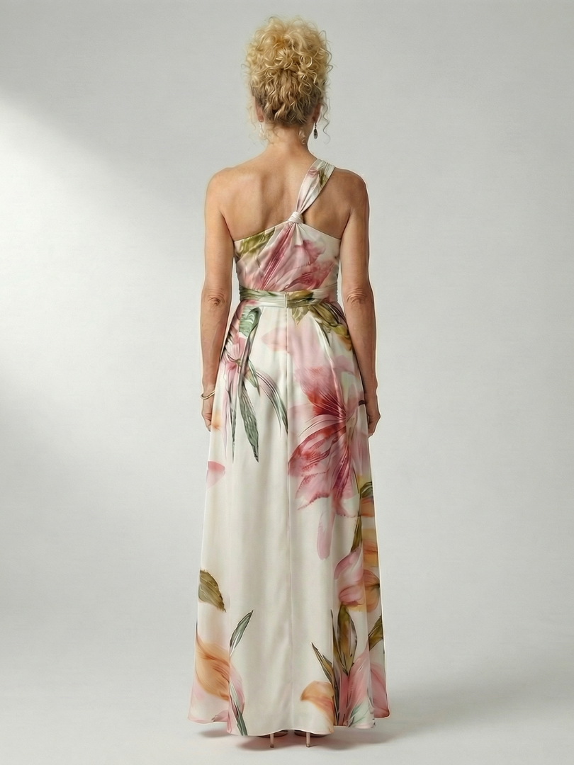 Veda Bremen Amiel lightweight maxi dress with colorful floral print, flowing fabric, and sleeveless design for summer wear.