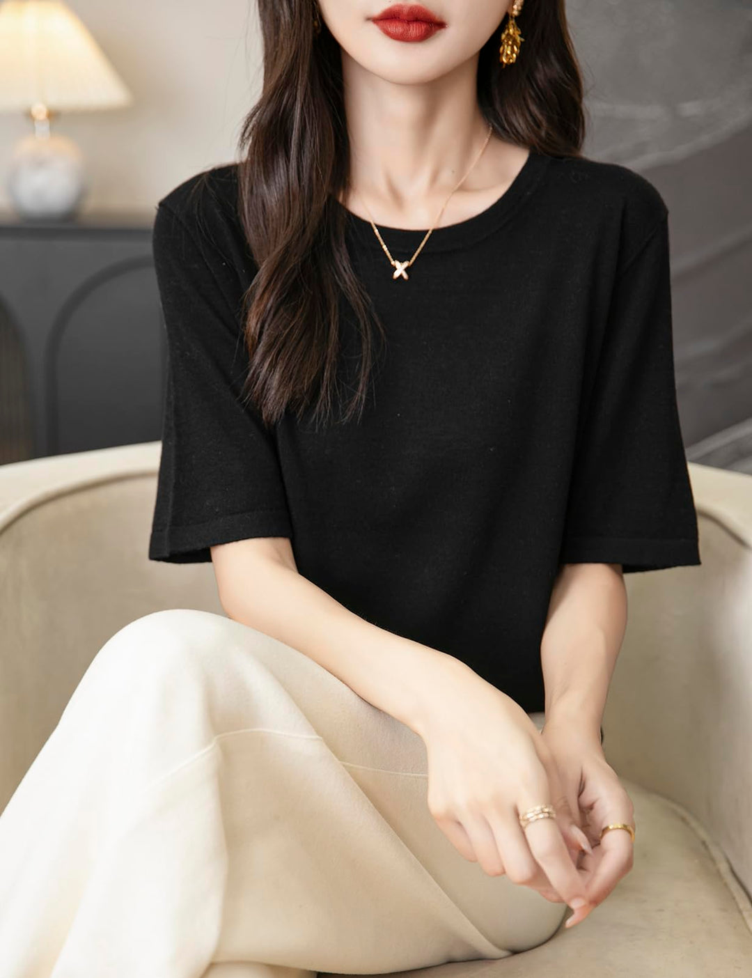 Veda Bremen 100% Merino wool crew neck T-shirt in natural off-white, soft and lightweight for comfortable wear.
