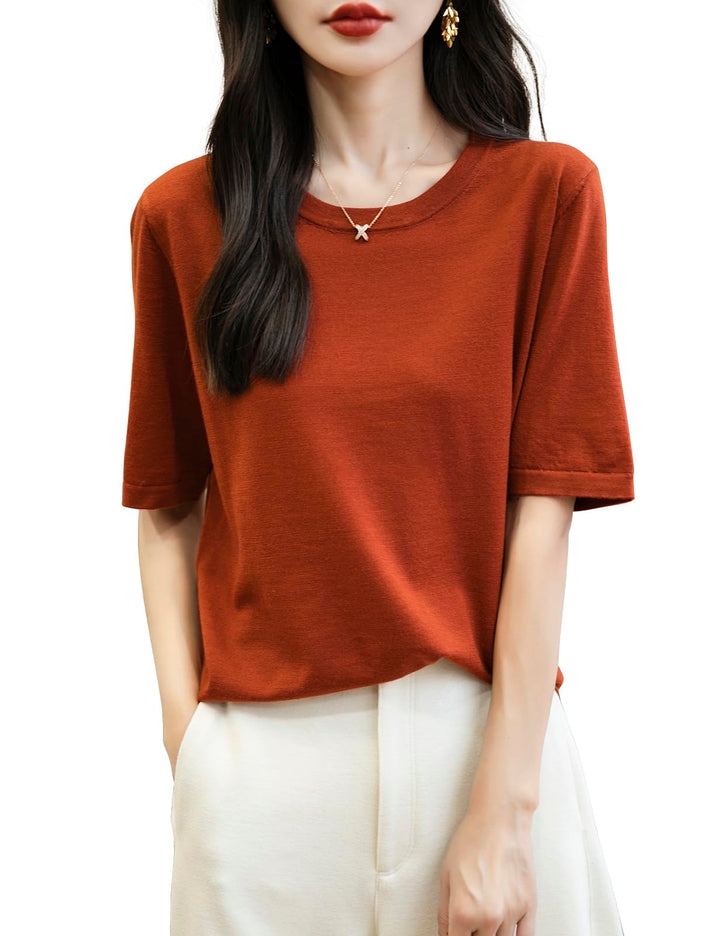 Veda Bremen 100% Merino Wool crew neck T-shirt in natural wool texture, close-up view of the soft, lightweight fabric.
