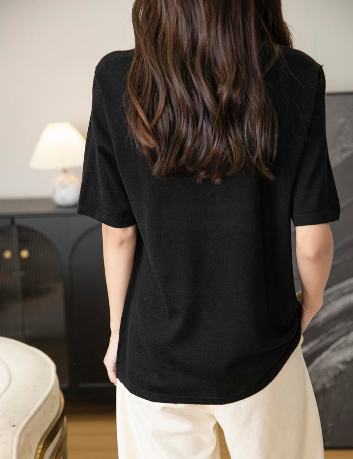 Veda Bremen 100% Merino Wool crew neck T-shirt in natural wool color, soft and comfortable standard fit.