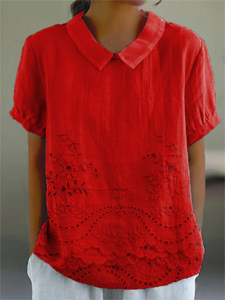 Veda Bremen Lily embroidered floral shirt with colorful flower patterns, long sleeves, and button-front design.