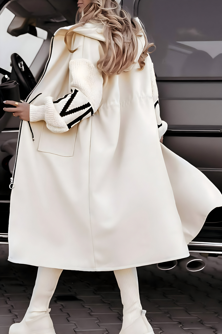 LuroLondon Roma Elegant Hooded Coatigan jacket in cozy knit fabric, featuring a hood and stylish design.