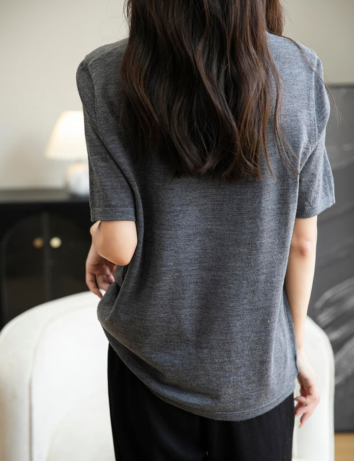 Veda Bremen 100% Merino Wool crew neck tee shirt, soft and warm, shown in a natural fit on a neutral background.