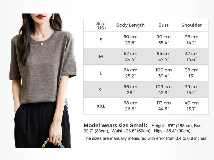 Veda Bremen 100% Merino Wool Crew Neck T-shirt in natural wool with a close-up of the soft fabric and classic crew neckline.