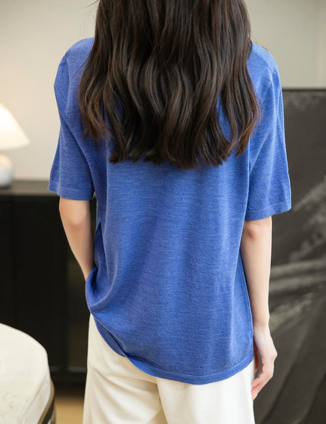 Veda Bremen 100% Merino Wool crew neck tee shirt in natural off-white, soft and lightweight fabric with a close fit.