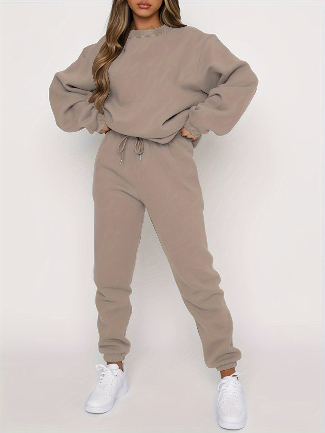 LuroLondon The Simple Two-Piece set featuring a stylish, minimalist design with a matching top and bottom in neutral fabric.