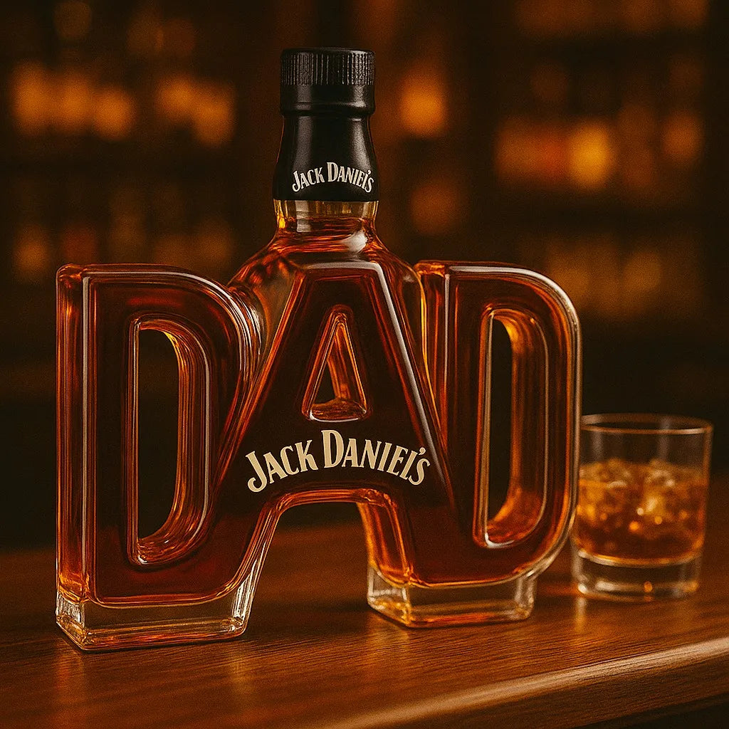 Veda Bremen Jack Daniel's Whisky Flasche Papa Edition with custom label and classic square bottle design.
