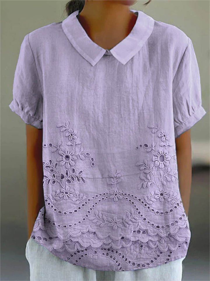 Veda Bremen Lily embroidered floral shirt with colorful flower patterns on lightweight fabric, casual and stylish for everyday wear.