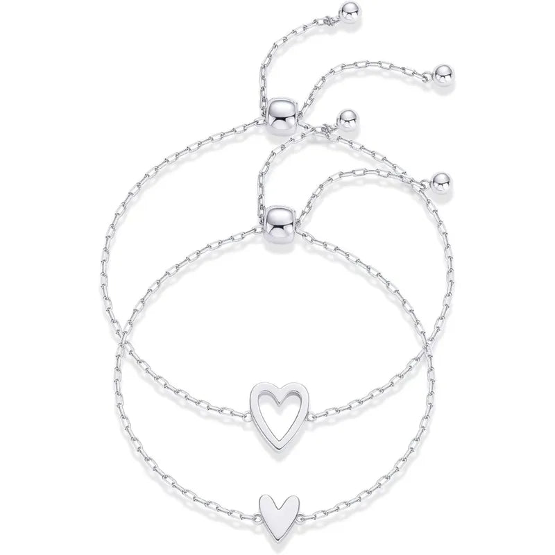 Veda Bremen Herzen Armband set with adjustable stainless steel heart bracelets, 18K gold plated, casual and matching for couples.