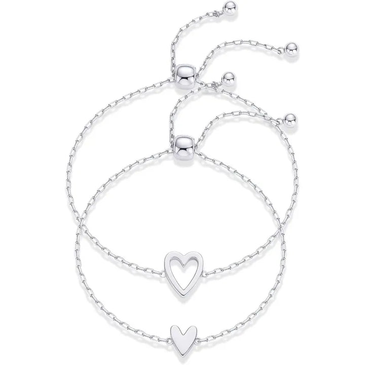Veda Bremen Herzen Armband set with adjustable stainless steel heart bracelets, 18K gold plated, casual and matching for couples.
