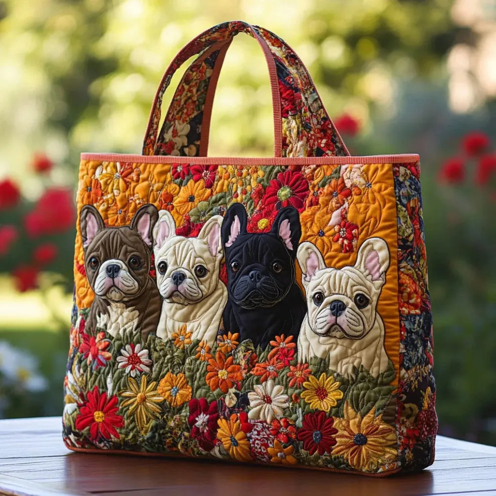 Frenchie Garden | Handmade Quilted Tote - LuroLondon
