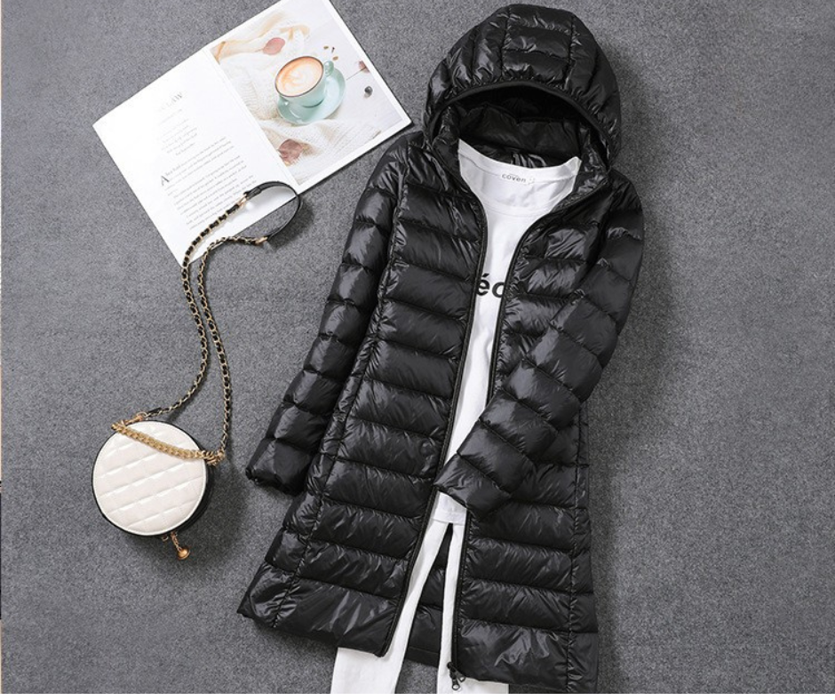 Black ultralight coat by Lurolondon featuring a sleek design and lightweight fabric for stylish, comfortable wear.
