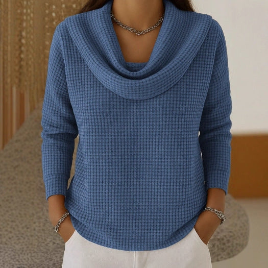 Blue waffle knit sweater by lurolondon.co.uk, featuring a cozy textured design and a classic fit.