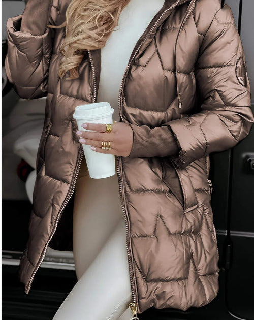 Brown Karen winter coat by Ava Mae, stylish and warm with a tailored fit, perfect for cold weather.