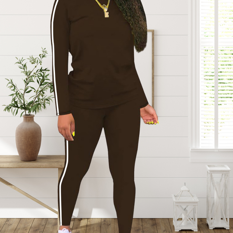 Brown Layla 2-piece tracksuit by Lurolondon, featuring a comfortable zip-up hoodie and matching joggers for casual wear.