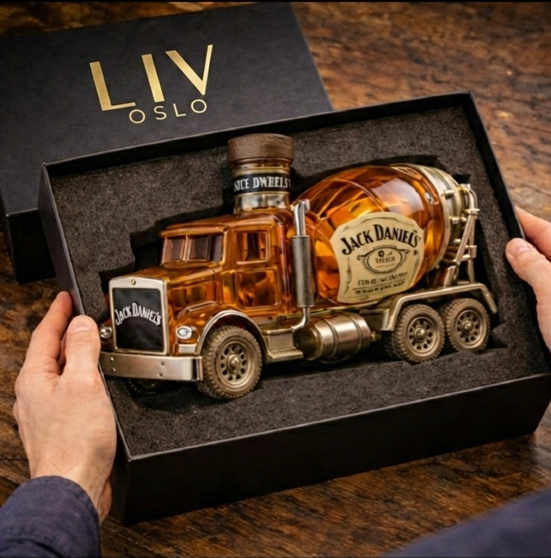 Veda Bremen Jack Daniel's Whisky Truck Edition bottle, full view showing the label and unique truck-themed design.