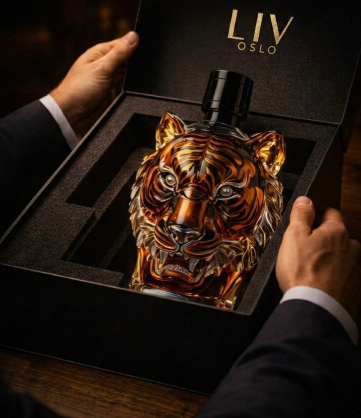 Veda Bremen Tiger Edition whisky bottle with distinctive tiger-themed label and packaging, full view of the collectible liquor.