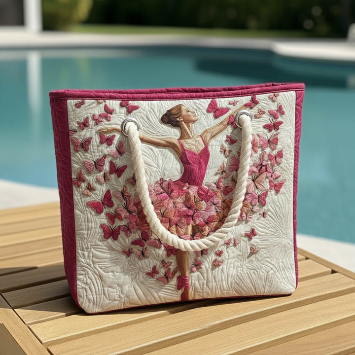 Veda Bremen quilted beige Ballerina beach bag with elegant stitched pattern, spacious for beach essentials.