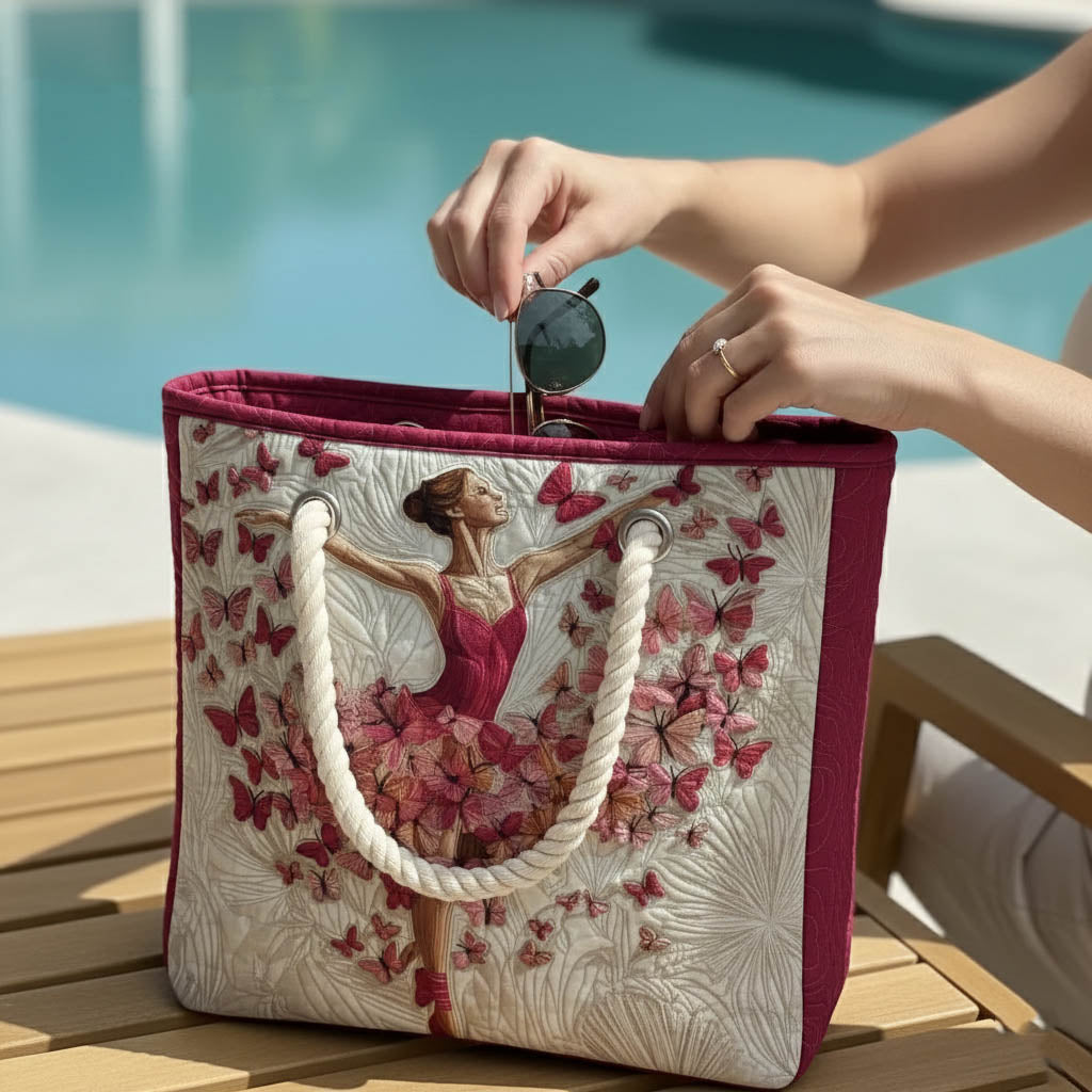 Veda Bremen quilted beach bag with elegant gestured design, featuring a stylish, spacious strandtasche for summer outings.