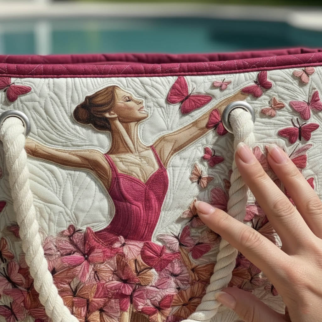 Veda Bremen quilted beach bag with elegant stitching, stylishly designed for carrying essentials to the beach or casual outings.