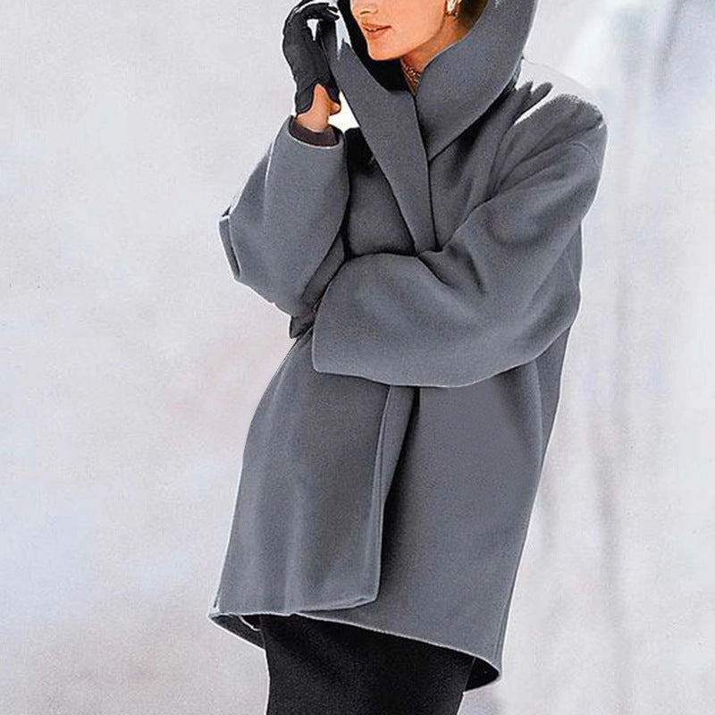 Grey The Cocoon winter coat by Lurolondon.co.uk, stylish and warm with a cozy fit for cold weather.