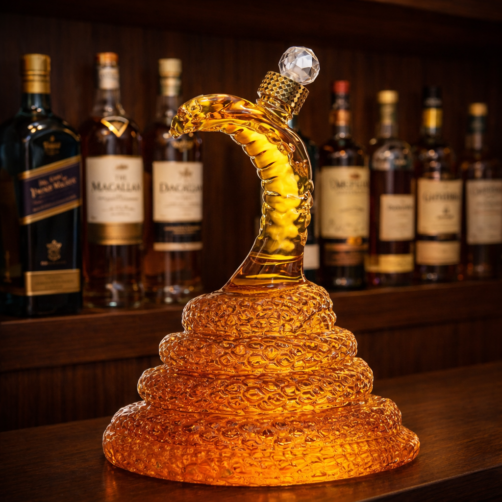 Veda Bremen Cobra Edition whisky bottle with sleek label design and dark glass, showcasing a premium spirit.