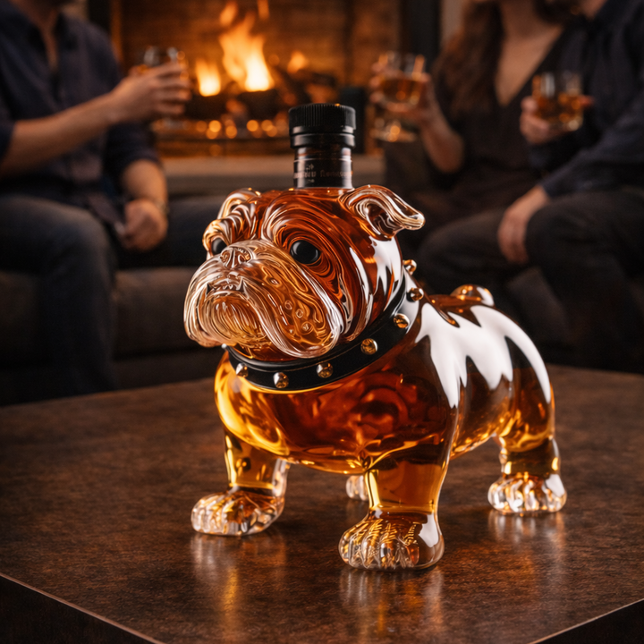 Veda Bremen Bulldoggen Edition whisky bottle with unique bulldog illustration and elegant label design.