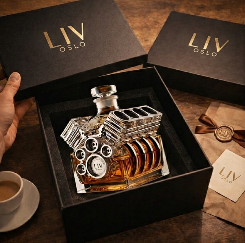 Veda Bremen Whisky Flasche Motor Edition with detailed label and sleek design, displayed on a plain background.