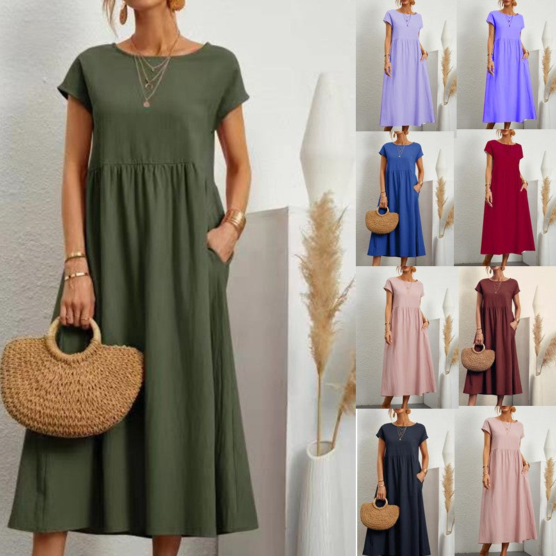 Veda Bremen Gabrielle mid-length dress with flowing silhouette, soft fabric, and elegant design, shown on a mannequin.