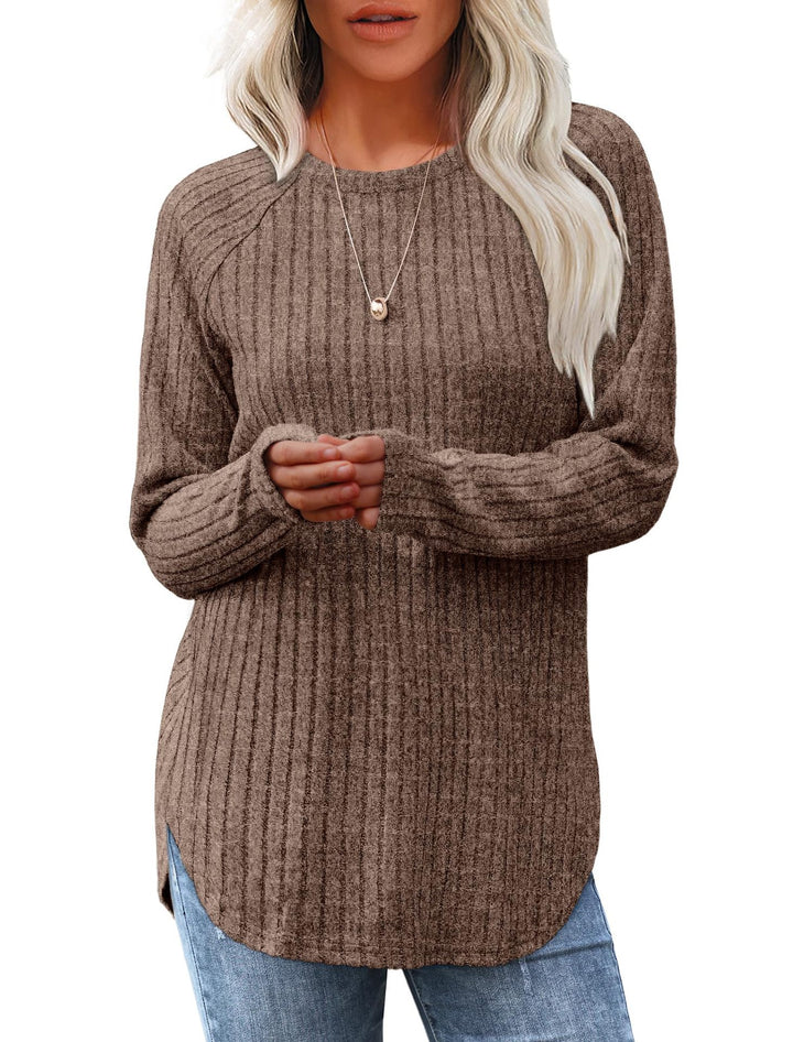 LuroLondon The Classic Curve Pullover in soft knit fabric, showcasing a cozy, fitted design with a rounded neckline.