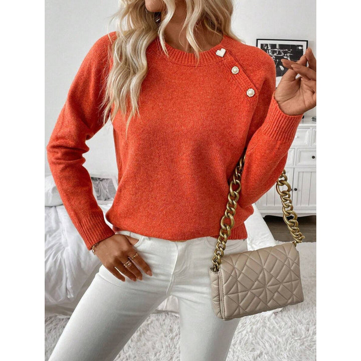 LuroLondon Button-Decorated Sweater with stylish button details, cozy knit fabric, and a relaxed fit for casual wear.
