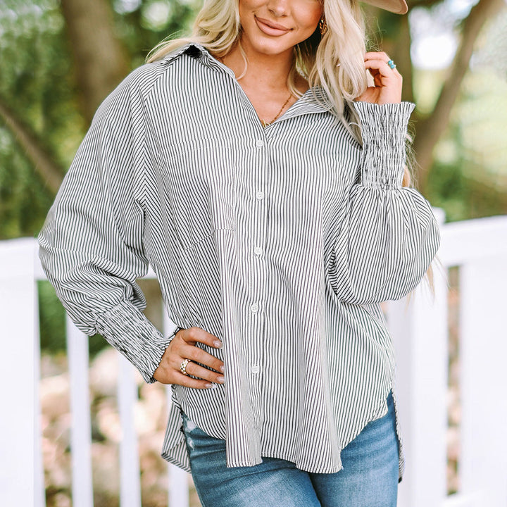 Veda Bremen Maude casual everyday shirt in soft fabric, featuring a relaxed fit and classic collar, displayed on a hanger.