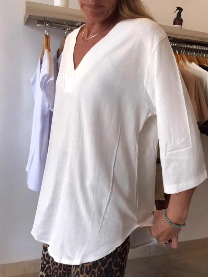 Veda Bremen Amy stylish shirt in a modern design, shown in a close-up image highlighting fabric texture and collar details.