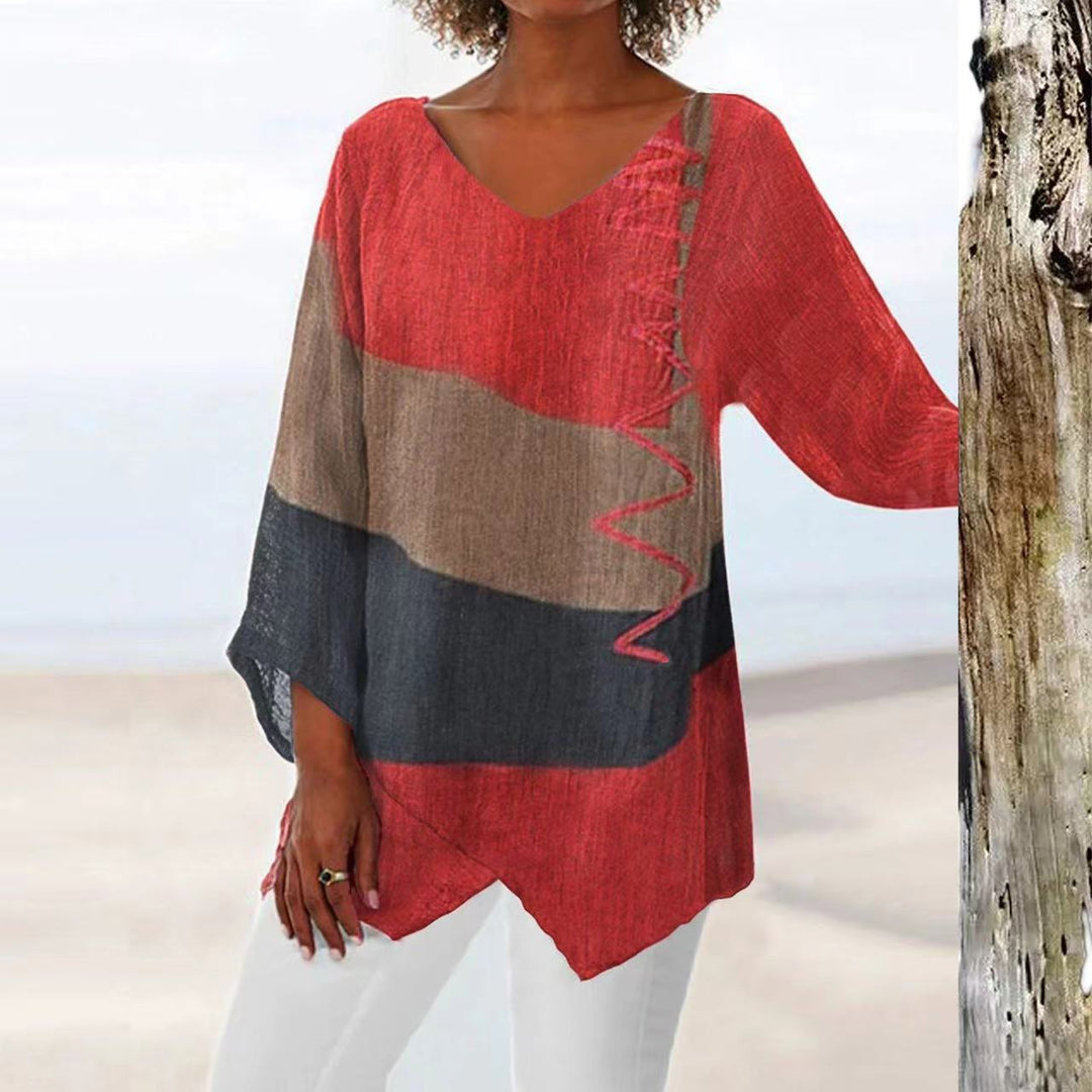 Light beige Veda Bremen summer blouse with elegant, flowy fabric and stylish design, perfect for warm weather wear.