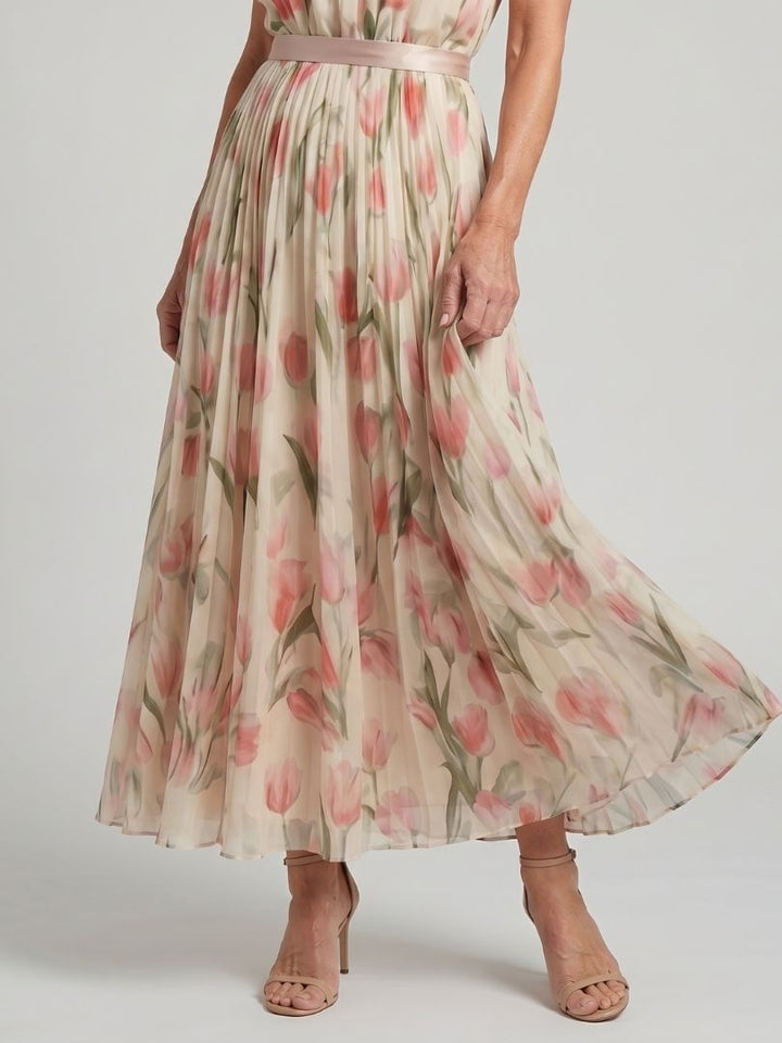 Veda Bremen Aurelle floral midi dress with halter neck and vibrant flower pattern, elegant and stylish for summer wear.