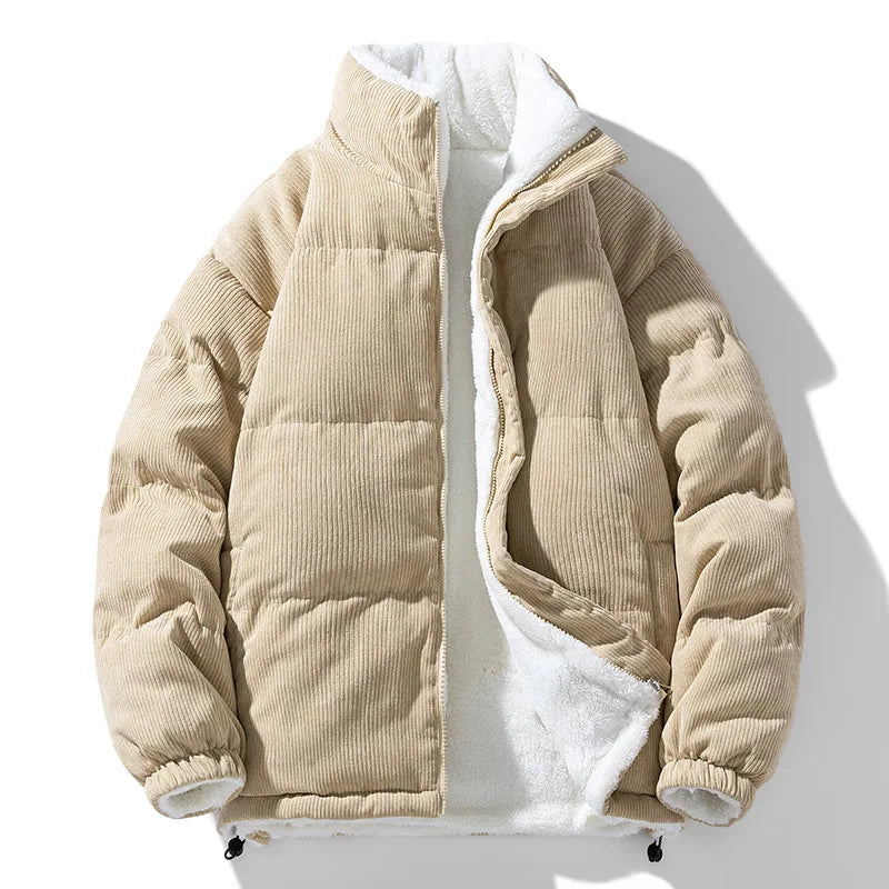 LuroLondon quilted corduroy jacket in earthy tones, featuring a stylish collar and button closure, perfect for casual wear.