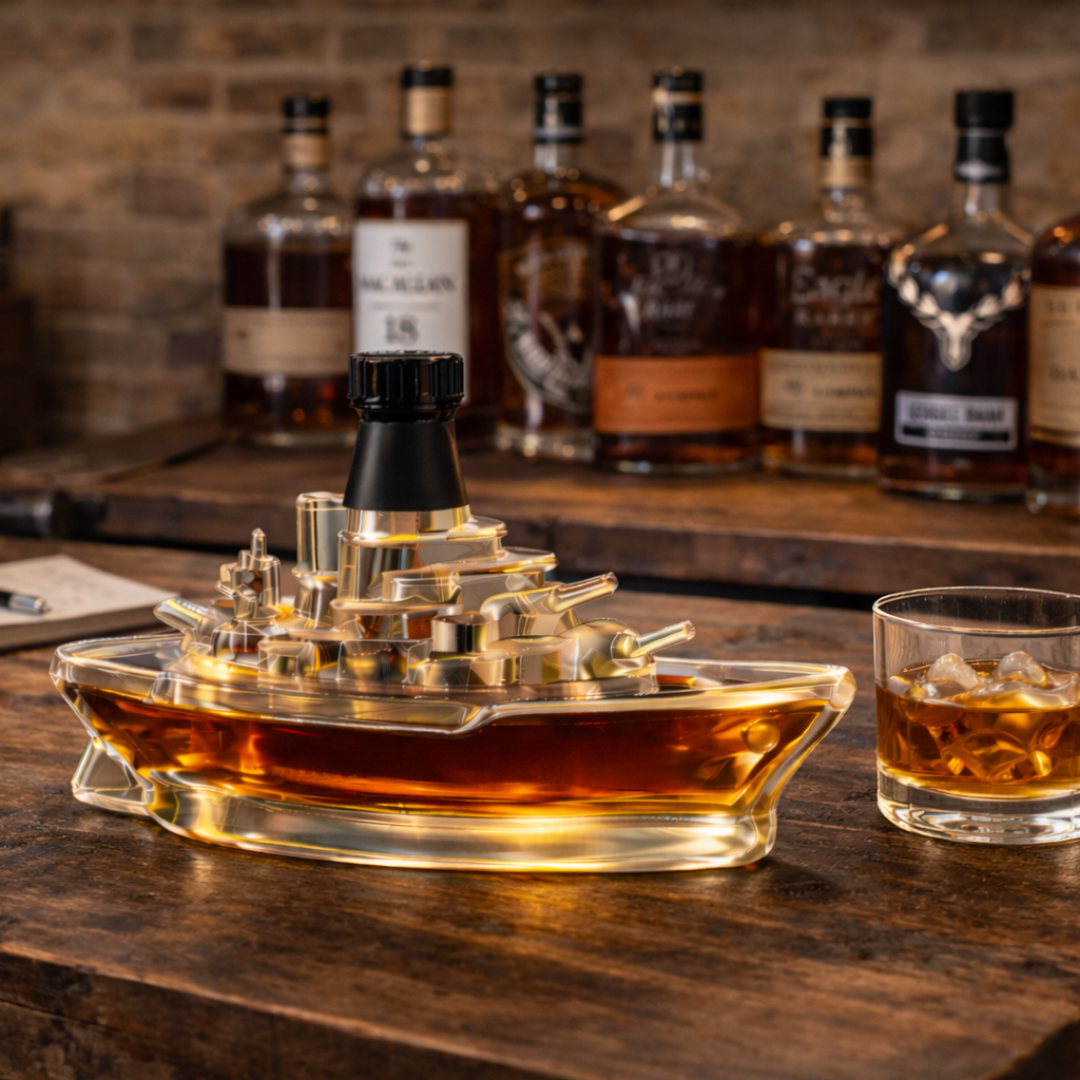Veda Bremen Marine Edition whisky bottle with nautical-themed label on a plain background