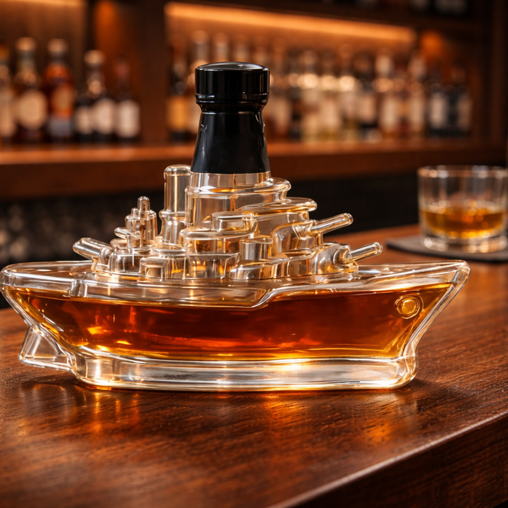 Veda Bremen Marine Edition whisky bottle featuring nautical-inspired label design on a clear glass bottle.