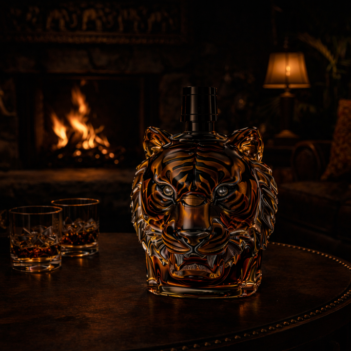 Veda Bremen Tiger Edition whisky bottle with distinctive tiger-themed label and elegant glass bottle design.