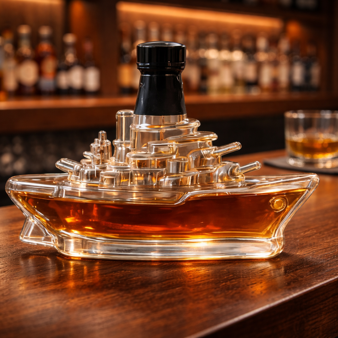 Veda Bremen Marine Edition whisky bottle with nautical-themed label and elegant design on a white background.