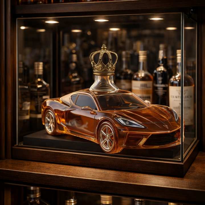 Veda Bremen Corvette Edition whisky bottle with sleek label design, displayed upright on a neutral background.