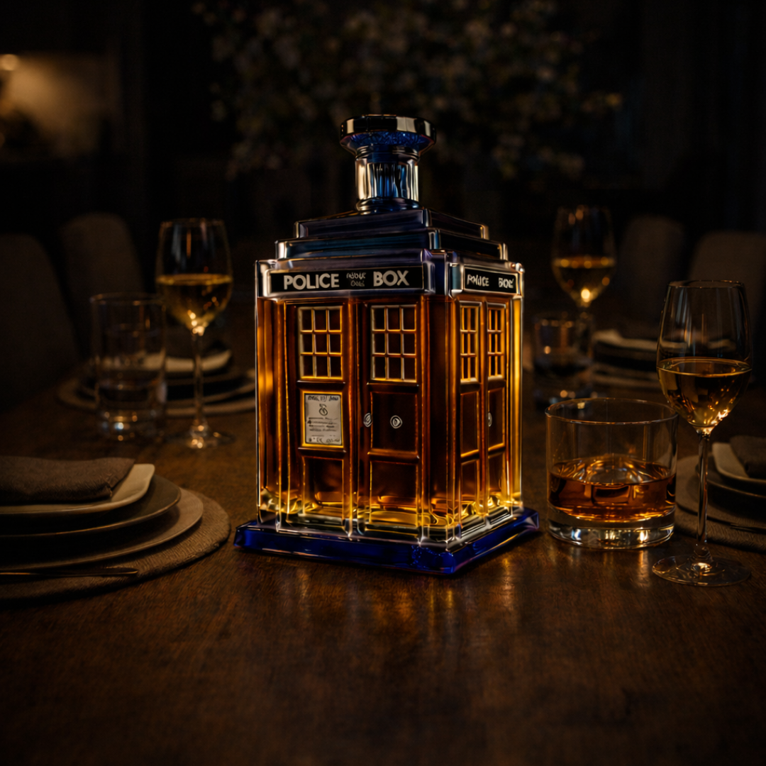 Veda Bremen Whisky Flasche Team Edition with sleek label design, standing upright on a wooden surface.