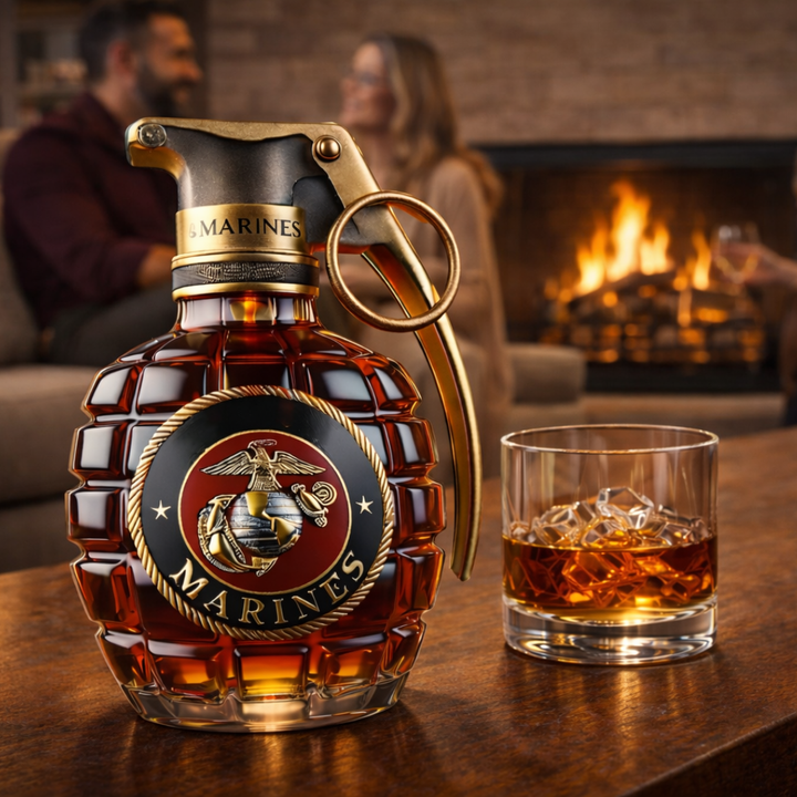 Veda Bremen Pomegranate Edition whisky bottle with elegant label and deep amber color on a white background.