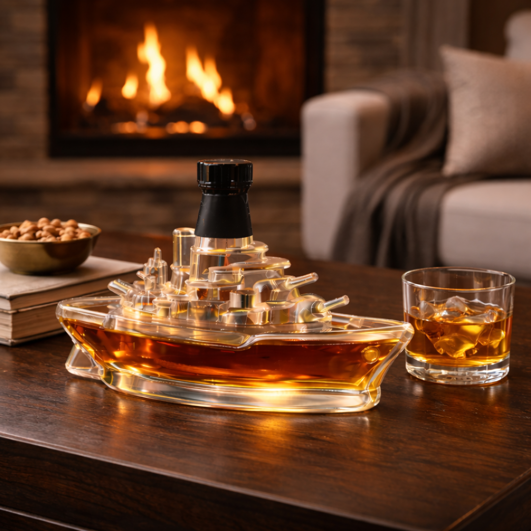 Veda Bremen Marine Edition whisky bottle, sleek glass container with maritime-inspired label design.